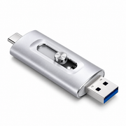 Clé USB 3-en-1 - Stockage USB 3.0 et Type-C avec Adaptateur OTG et Boîtier Métallique Pliable