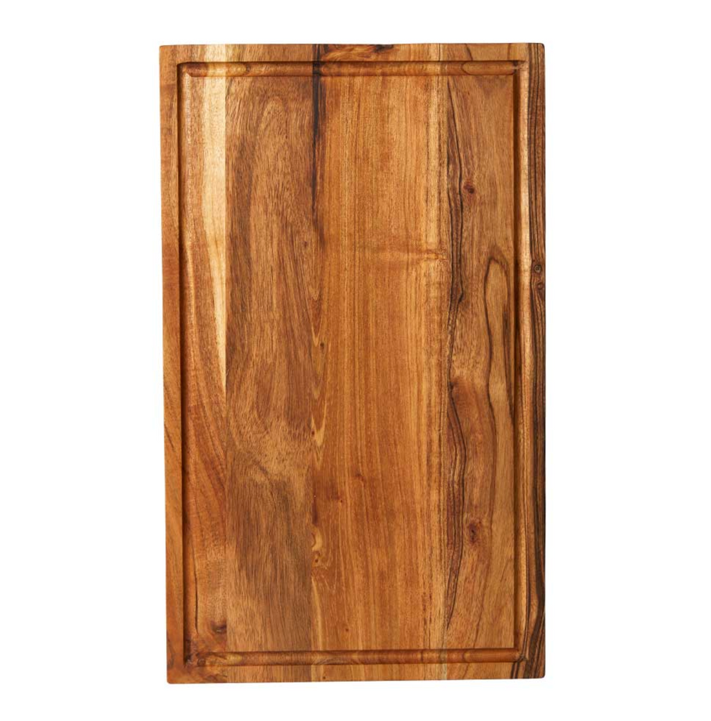 Planche à Découper en Bois - Planche Rectangulaire avec Rigole à Jus