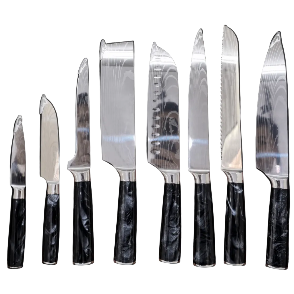 Couteaux de Cuisine en Acier - À l'Unité ou en Set de 8 avec Poignées Ergonomiques