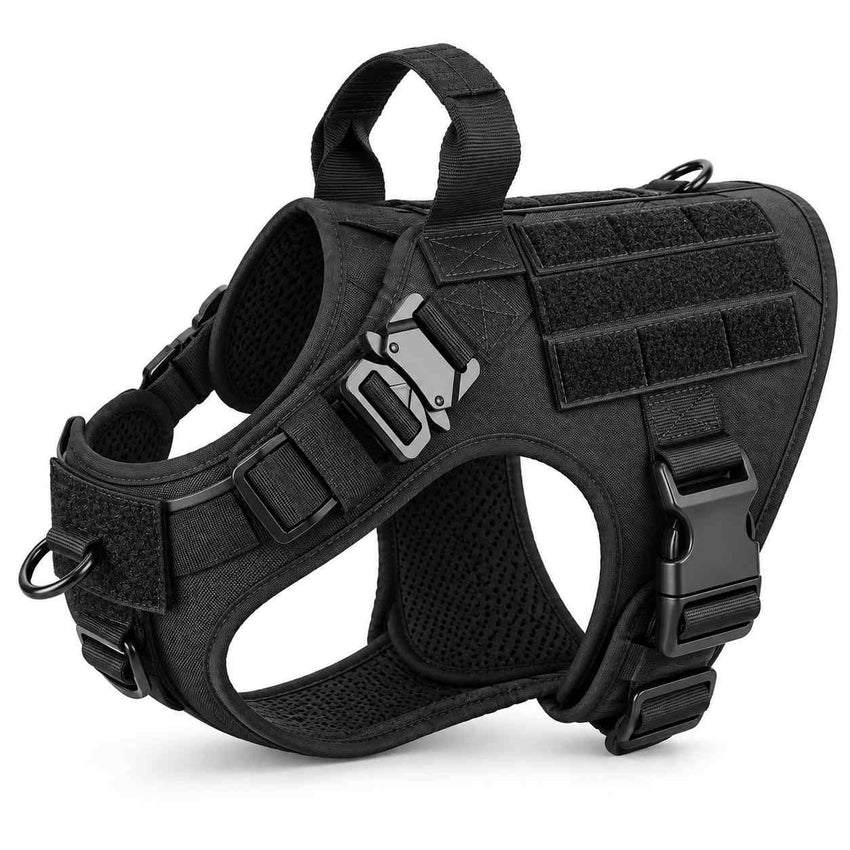 Harnais de chien tactique | Gilet ajustable en nylon 1050D | D-Ring avant, poignée de contrôle & système