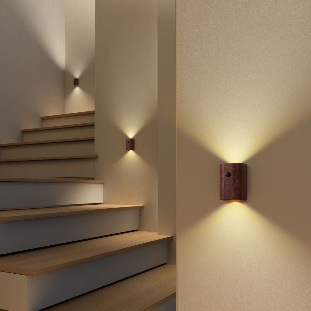 Applique Murale en Bois et Métal - Lampe Intérieure Compatible E27