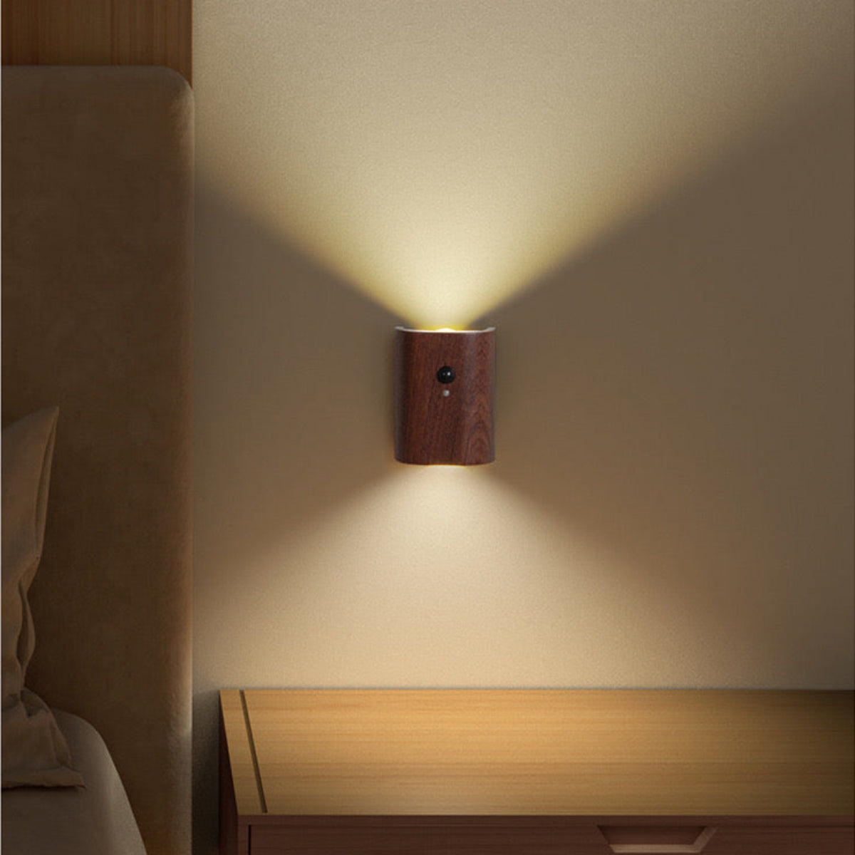 Applique Murale en Bois et Métal - Lampe Intérieure Compatible E27