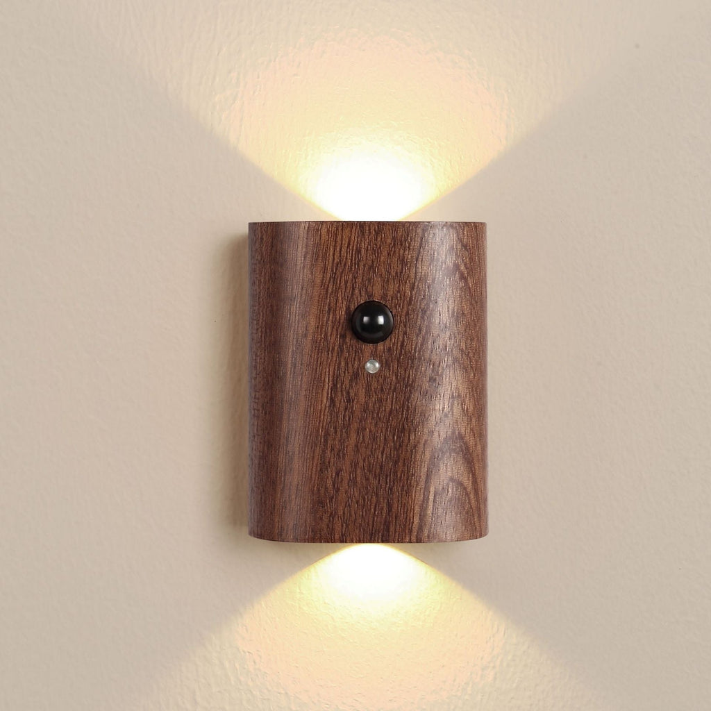Applique Murale en Bois et Métal - Lampe Intérieure Compatible E27