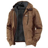 Veste Longue Homme en PU | Construction Polyester & Doublure Coton | Veste à Capuche Zippée pour l'Hiver | Valuna