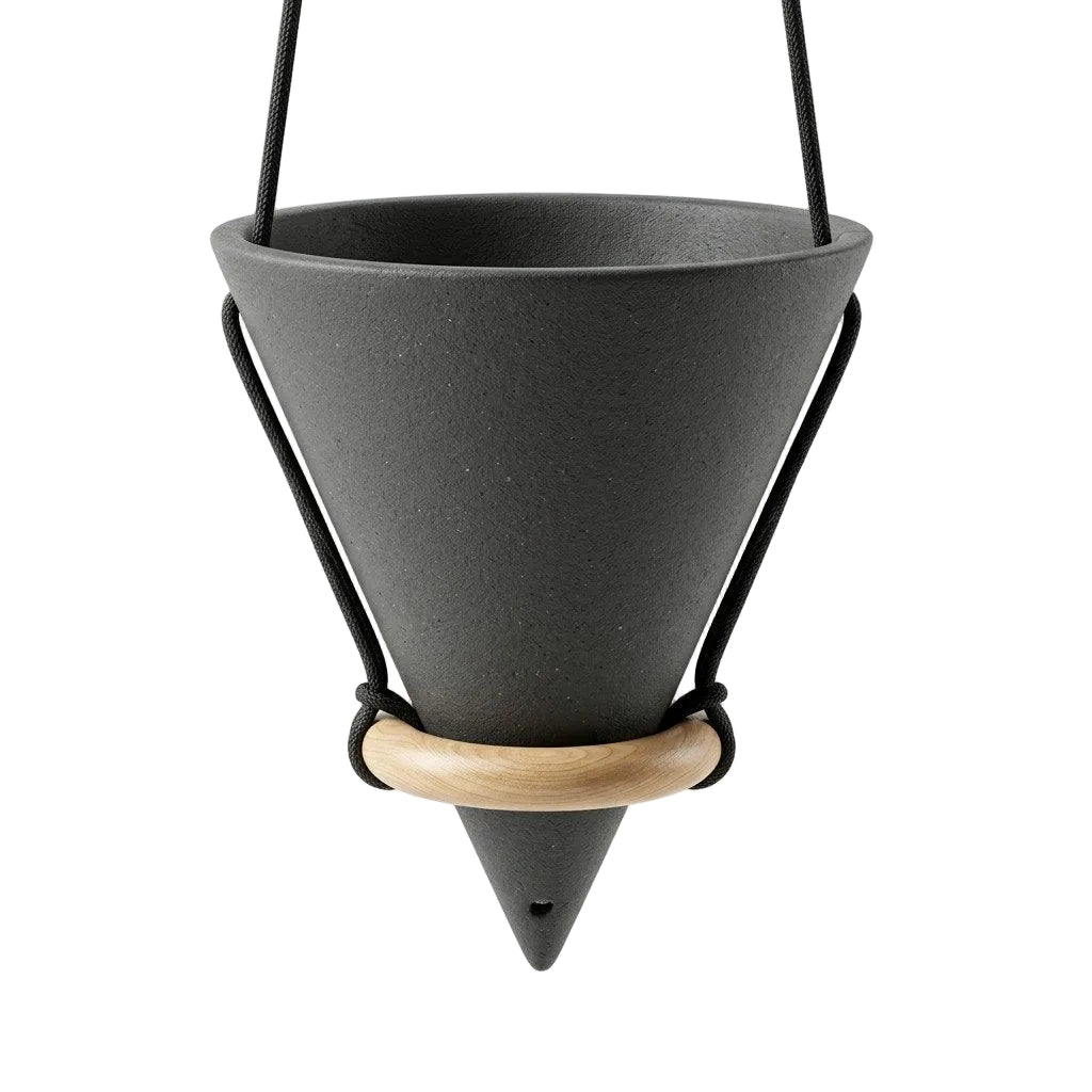 Vase Suspendu en Céramique - Finition Émaillée avec Suspension en Corde pour Intérieur et Extérieur