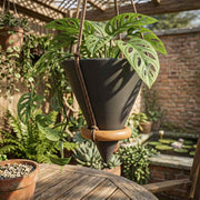 Vase Suspendu en Céramique - Finition Émaillée avec Suspension en Corde pour Intérieur et Extérieur