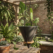 Vase Suspendu en Céramique - Finition Émaillée avec Suspension en Corde pour Intérieur et Extérieur