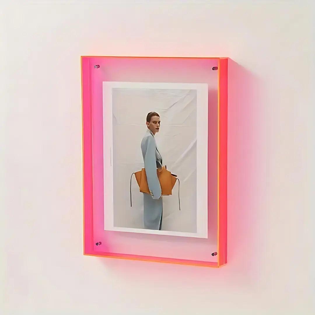 Cadre Photo LED - Affichage Lumineux en Acrylique Transparent pour Bureau et Étagère