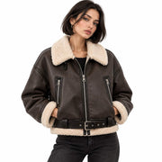 Veste Ceinturée Vintage pour Femme - Modèle Marron à Manches Longues avec Taille Ajustable pour Automne et Hiver