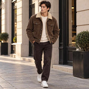 Veste Homme en Velours Côtelé de Coton - Doublure Matelassée et Coupe Décontractée pour Automne et Hiver