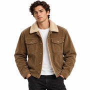 Veste Homme en Velours Côtelé de Coton - Doublure Matelassée et Coupe Décontractée pour Automne et Hiver