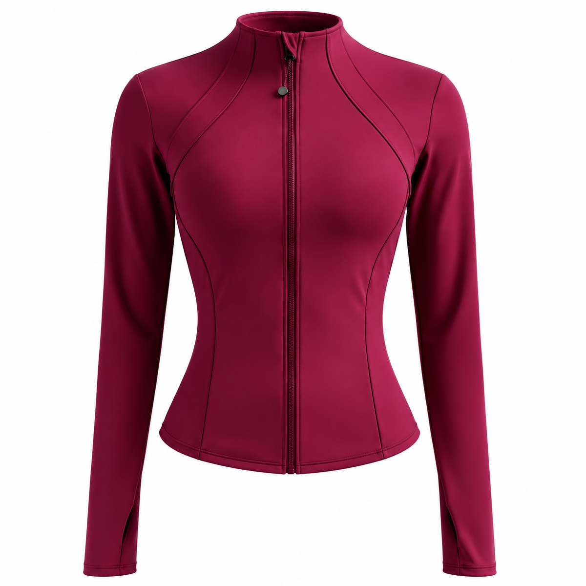 Veste de Sport Ajustée pour Femme - Tissu Polyester-Spandex Extensible avec Manches Longues et Zip Frontal
