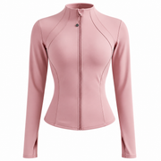 Veste de Sport Ajustée pour Femme - Tissu Polyester-Spandex Extensible avec Manches Longues et Zip Frontal