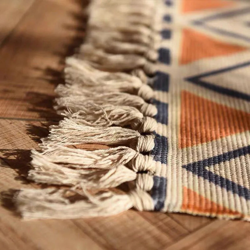 Tapis à Carreaux Vintage - Tapis en Polyester d'Inspiration Bohémienne