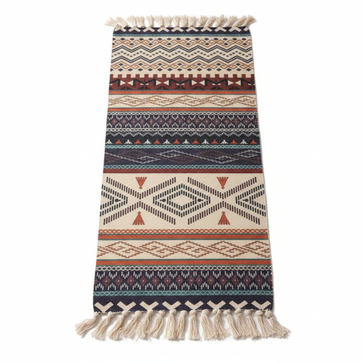 Tapis à Carreaux Vintage - Tapis en Polyester d'Inspiration Bohémienne