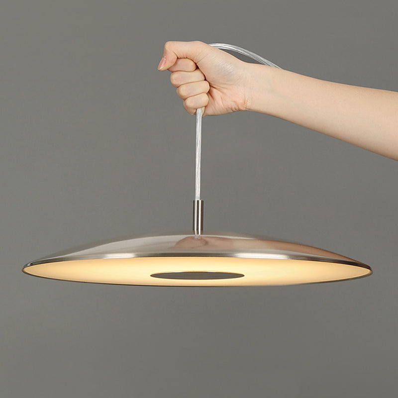 Lampe Pendante LED | Lampe de Plafond en Fer avec LED Intégrée & Finition Nickel | Pour Salle à Manger & Espaces de Vie