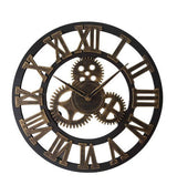 Horloge Murale en Bois - Horloge Rétro Industrielle Ronde de 30 cm pour Intérieur