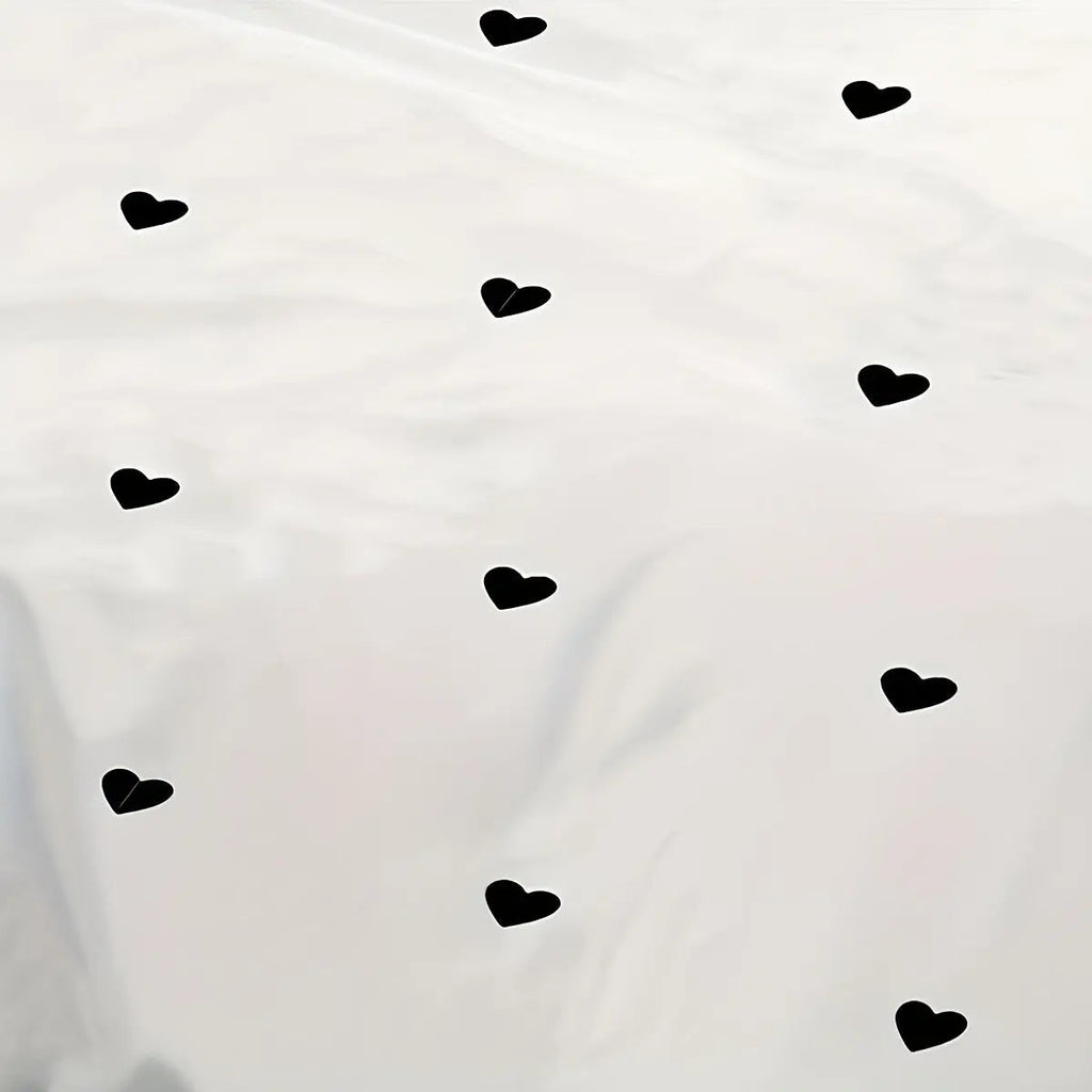 Parure de Housse de Couette en Microfibre Noire à Motif Cœur – Ensemble de Literie pour Usage Quotidien