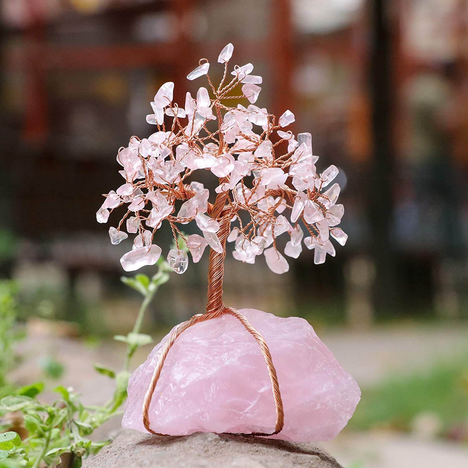 Ornement Bonsaï en Pierres Naturelles - Arbre Décoratif en Améthyste, Quartz Rose ou Citrine