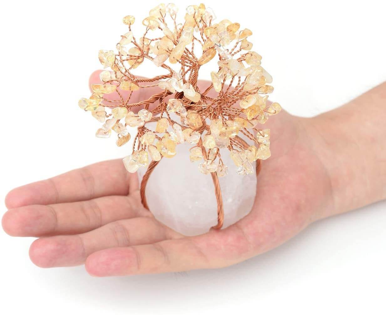 Ornement Bonsaï en Pierres Naturelles - Arbre Décoratif en Améthyste, Quartz Rose ou Citrine