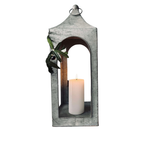 Lanterne Décorative en Zinc - Lanterne de Sol pour Intérieur et Espaces Extérieurs Couverts