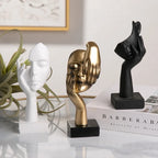 Sculpture Abstraite de Visage en Résine - Figurine Décorative Autonome pour Intérieur