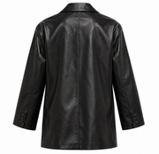 Blazer Femme en Cuir - Revers Classiques avec Fermeture à Un Bouton