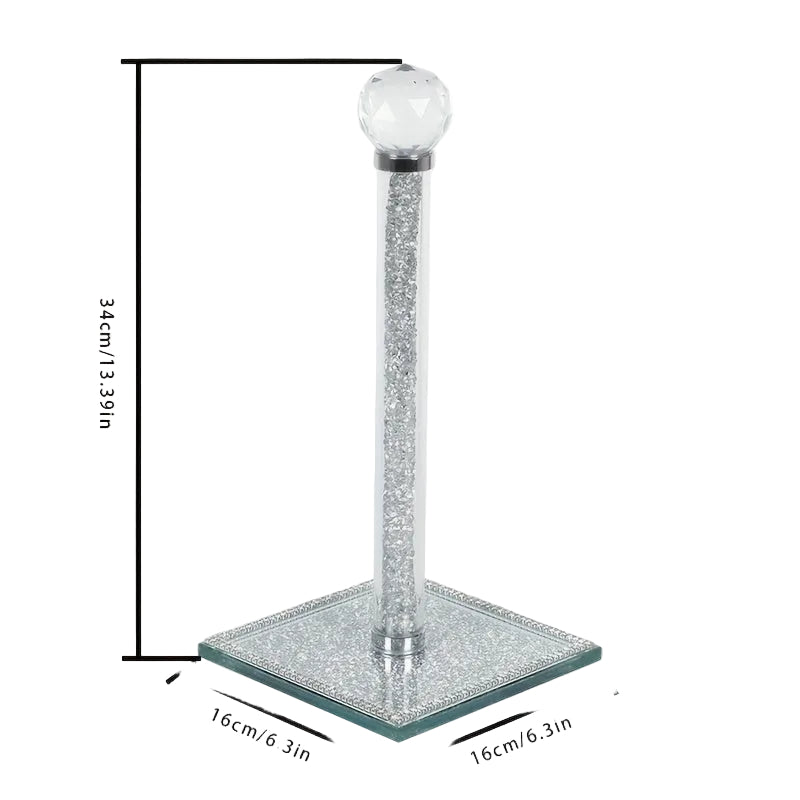 Porte-Rouleau de Cuisine sur Pied - Finition Dorée avec Décoration en Cristal
