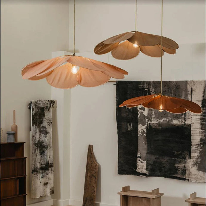 Suspension Florale en Tissu et Métal - Luminaire de Plafond pour Éclairage Intérieur