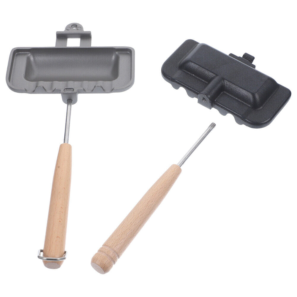 Grille-Sandwich Double Face - Appareil de Camping Antiadhésif en Aluminium Moulé
