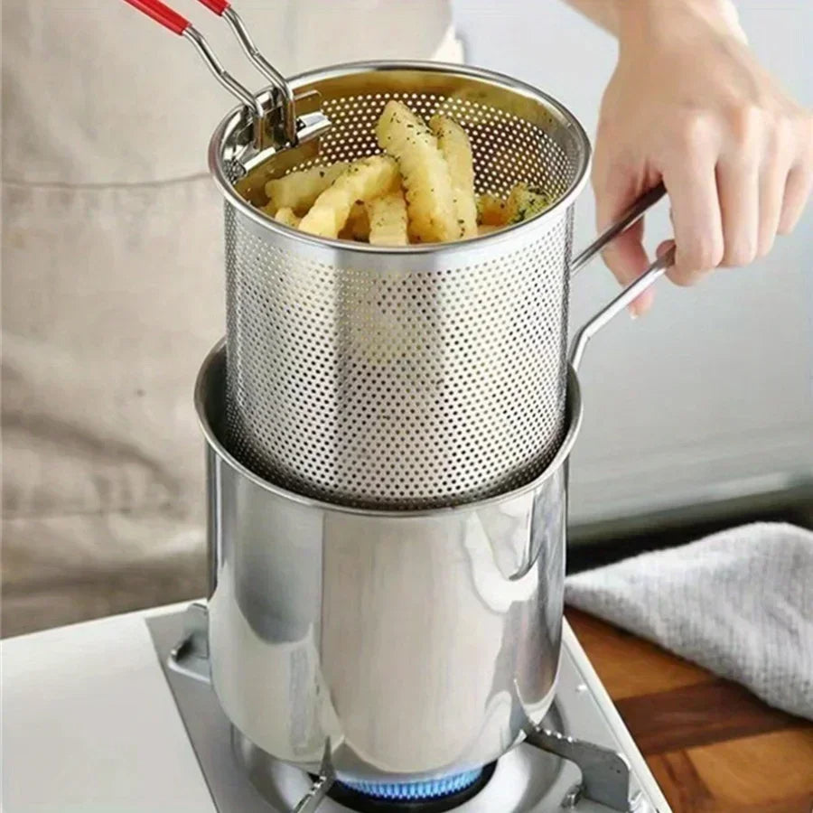 Friteuse 1200 ml en Acier Inoxydable - Récipient avec Passoire