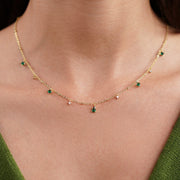 Collier en Acier Inoxydable Doré pour Femme - Cristaux de Zirconium et Chaîne d'Extension Réglable