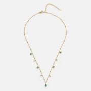 Collier en Acier Inoxydable Doré pour Femme - Cristaux de Zirconium et Chaîne d'Extension Réglable