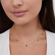 Collier en Acier Inoxydable Doré pour Femme - Cristaux de Zirconium et Chaîne d'Extension Réglable