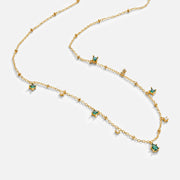 Collier en Acier Inoxydable Doré pour Femme - Cristaux de Zirconium et Chaîne d'Extension Réglable