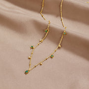 Collier en Acier Inoxydable Doré pour Femme - Cristaux de Zirconium et Chaîne d'Extension Réglable