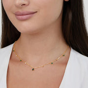 Collier en Acier Inoxydable Doré pour Femme - Cristaux de Zirconium et Chaîne d'Extension Réglable