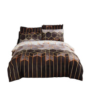 Ensemble Housse de Couette à Motif Géométrique - Rouge avec Deux Taies d'Oreiller