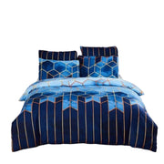 Ensemble Housse de Couette à Motif Géométrique - Rouge avec Deux Taies d'Oreiller