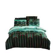 Ensemble Housse de Couette à Motif Géométrique - Rouge avec Deux Taies d'Oreiller
