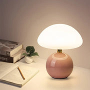 Lampe de Table Champignon - Lampe LED en Céramique et PVC avec Couleurs de Lumière Ajustables