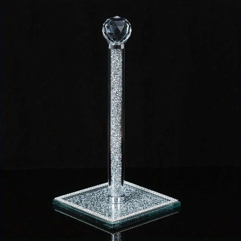 Porte-Rouleau de Cuisine sur Pied - Finition Dorée avec Décoration en Cristal
