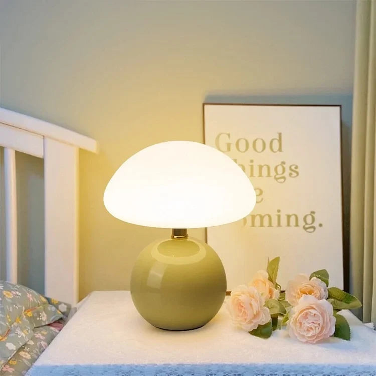 Lampe de Table Champignon - Lampe LED en Céramique et PVC avec Couleurs de Lumière Ajustables