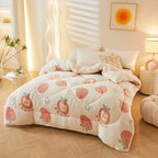 Couette d'Hiver en Fleece à Fleurs - Literie Matelassée en Polyester pour Automne et Hiver