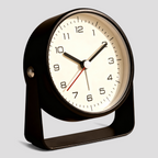 Réveil Analogique Vintage - Horloge à Quartz en Métal Noir avec Fonction Snooze