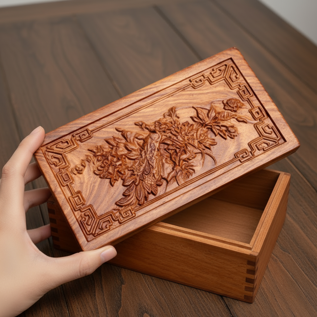 Boîte à Bijoux en Bois - Coffret de Rangement Décoratif avec Fermeture Discrète