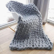 Couverture Chunky Tricotée - Plaid Fait Main en Laine Mérinos