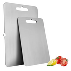 Planche à Découper en Acier Inoxydable - Planche de Cuisine Double Face