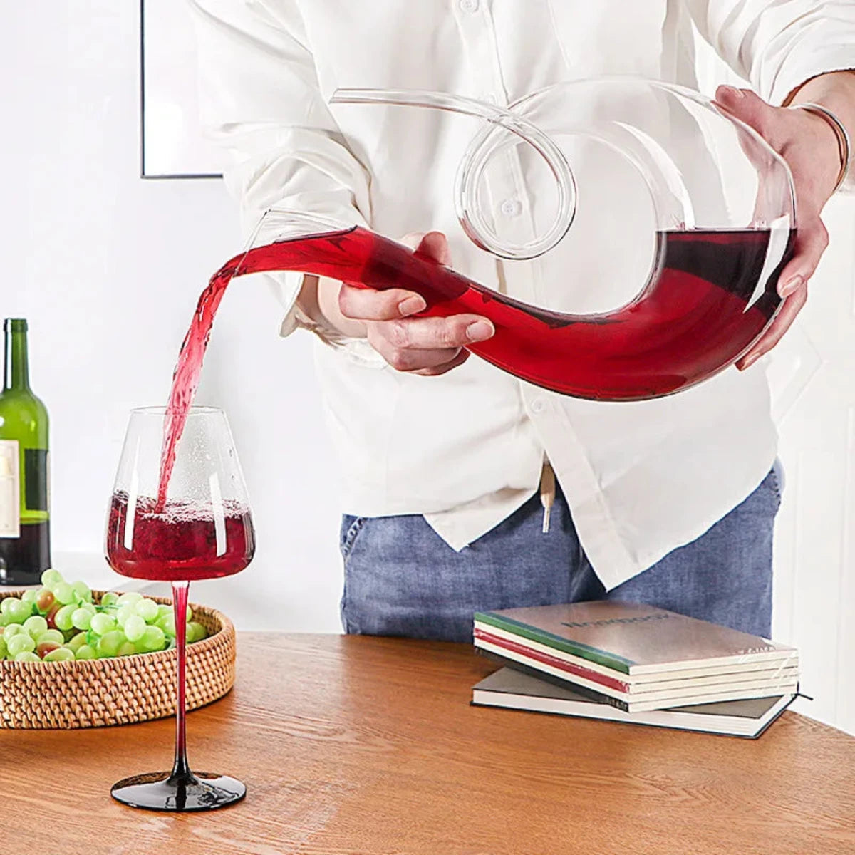 Carafe à Vin en Spirale - Carafe en Verre pour Service et Aération du Vin