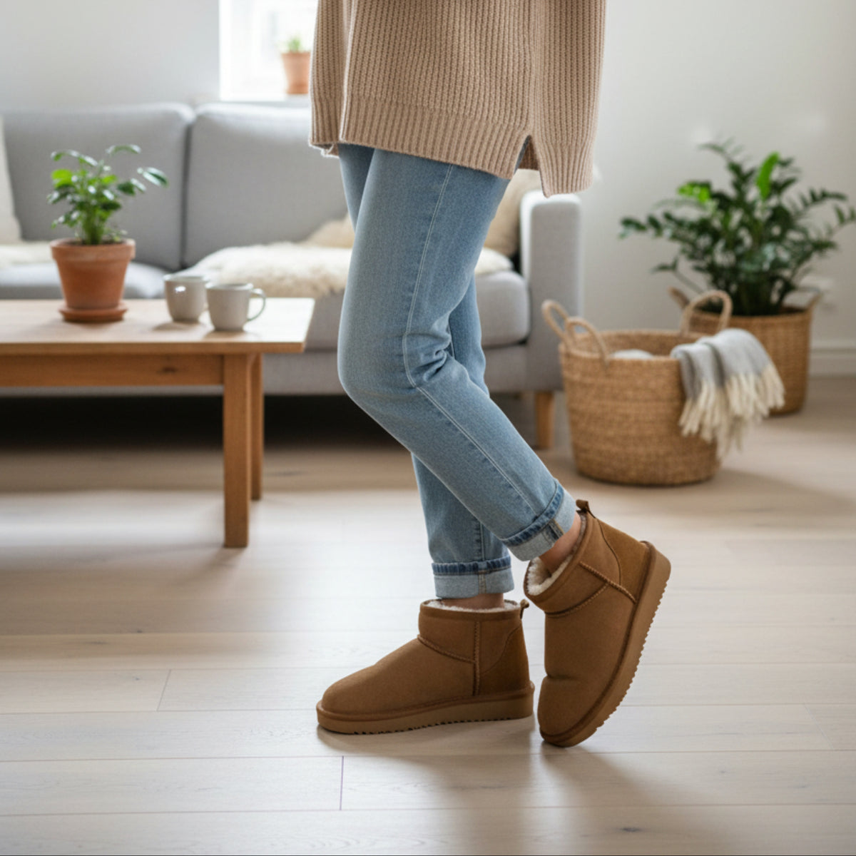 Bottines Mini en Peau de Mouton - Doublure en Fourrure et Design Résistant à l'Eau